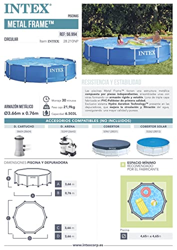 Intex Pool Metallrahmen , Blau, Rundrohr (ø) 3,66 x (h) 0,76m - 7