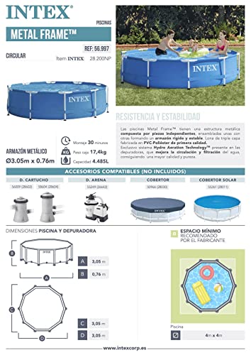 Intex Metal Frame Pool - Aufstellpool - Blau - Ø 305 x 76 cm - 7