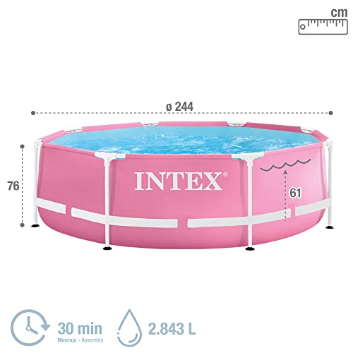 Intex 2,44 m x 76 cm Pink Metal Frame Pool, Set-up Size: 2,44 m x 76 cm (28290NP) - 4