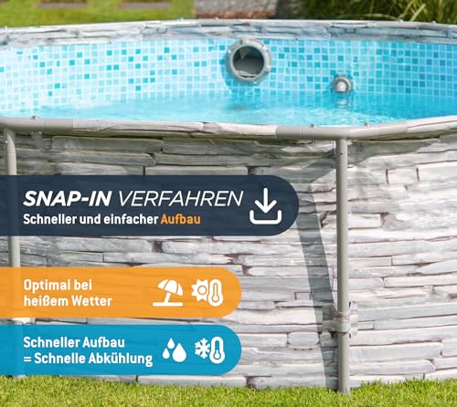 Summer Waves Frame Pool Komplettset | Rund 305x76 cm Steinoptik Grau | Aufstellpool Set | Gartenpool & Schwimmbecken inkl. Filterpumpe - 5