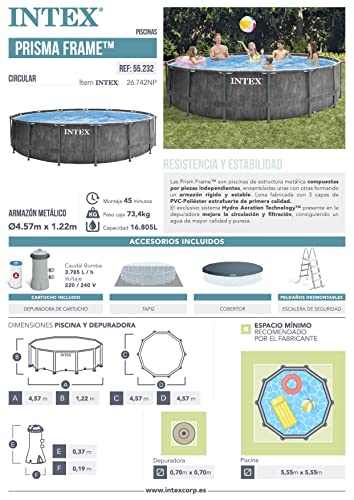 Intex 15FT X 48IN GREYWOOD Prism Frame Premium Pool Set - 6