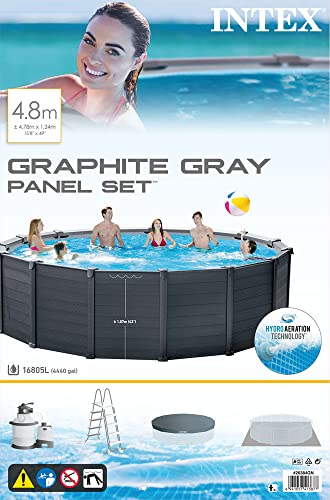 Intex Schwimmbad Ø 478 x 124 cm Gestellbecken Set Graphit - 5