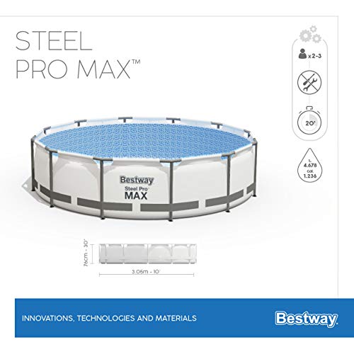 Bestway Steel Pro MAX Frame Pool-Set mit Filterpumpe Ø 305 x 76 cm, lichtgrau, rund - 12