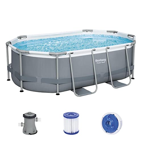 Bestway Power Steel Frame Pool-Set mit Filterpumpe 305 x 200 x 84 cm, grau, oval - 2