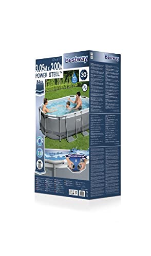 Bestway Power Steel Frame Pool-Set mit Filterpumpe 305 x 200 x 84 cm, grau, oval - 8