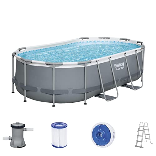 Bestway Power Steel Frame Pool-Set mit Filterpumpe 427 x 250 x 100 cm , grau, oval - 2