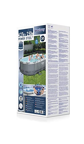 Bestway Power Steel Frame Pool-Set mit Filterpumpe 427 x 250 x 100 cm , grau, oval - 5