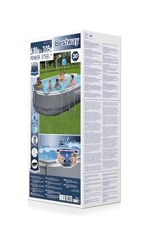 Bestway Power Steel Frame Pool Komplett-Set mit Filterpumpe 488 x 305 x 107 cm, grau, oval - 6