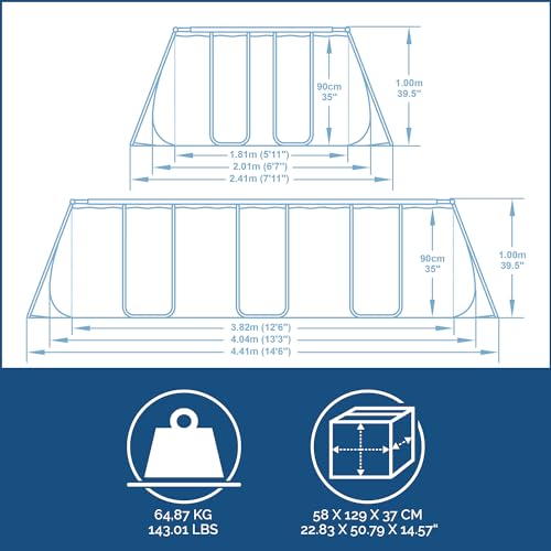 Bestway Power Steel Frame Pool-Set mit Filterpumpe 404 x 201 x 100 cm, Rattan-Optik (Schiefergrau), eckig - 14