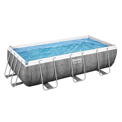 Bestway Power Steel Frame Pool-Set mit Filterpumpe 404 x 201 x 100 cm, Rattan-Optik (Schiefergrau), eckig - 6