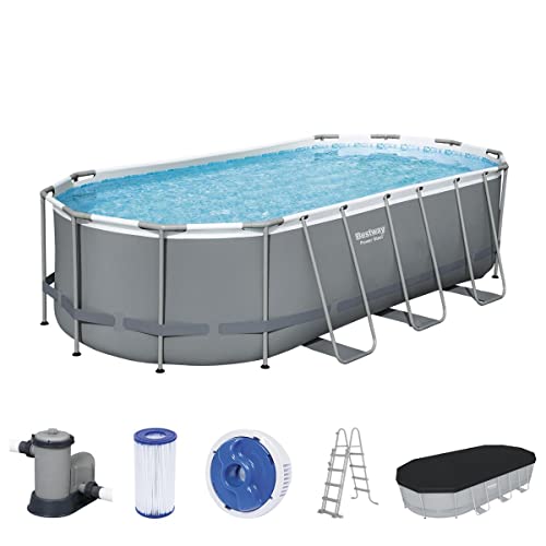 Bestway Power Steel Frame Pool Komplett-Set mit Filterpumpe 549 x 274 x 122 cm, grau, oval - 2