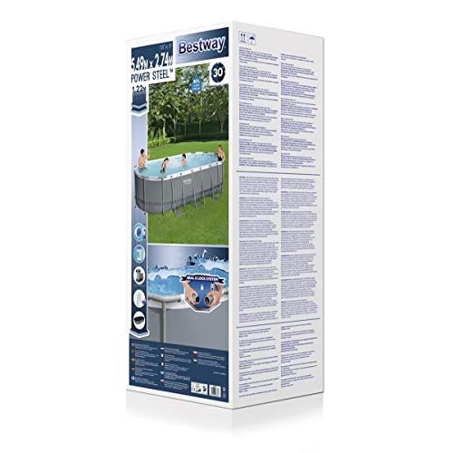 Bestway Power Steel Frame Pool Komplett-Set mit Filterpumpe 549 x 274 x 122 cm, grau, oval - 5