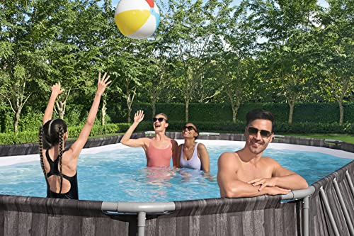 Bestway Power Steel Frame Pool Komplett-Set mit Filterpumpe 610 x 366 x 122 cm , Holz-Optik (Mooreiche), oval - 15