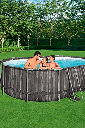 Bestway Power Steel Frame Pool Komplett-Set mit Filterpumpe 610 x 366 x 122 cm , Holz-Optik (Mooreiche), oval - 13