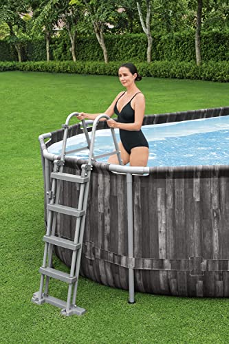 Bestway Power Steel Frame Pool Komplett-Set mit Filterpumpe 610 x 366 x 122 cm , Holz-Optik (Mooreiche), oval - 14