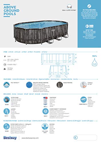 Bestway Power Steel Frame Pool Komplett-Set mit Filterpumpe 610 x 366 x 122 cm , Holz-Optik (Mooreiche), oval - 16