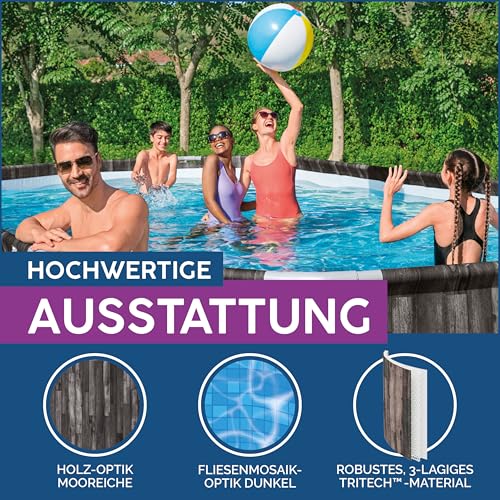 Bestway Power Steel Frame Pool Komplett-Set mit Filterpumpe 610 x 366 x 122 cm , Holz-Optik (Mooreiche), oval - 5