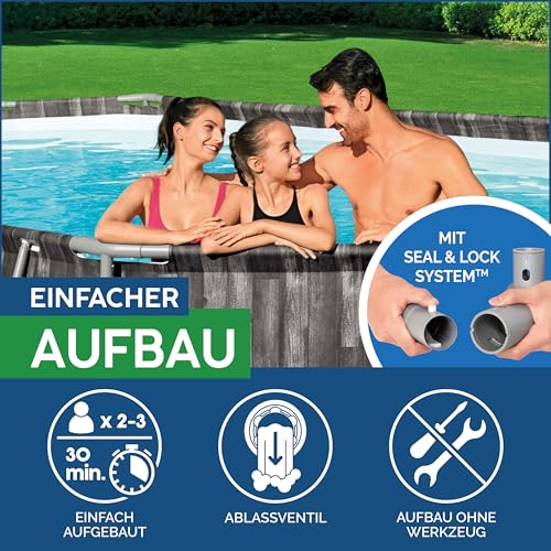 Bestway Power Steel Frame Pool Komplett-Set mit Filterpumpe 610 x 366 x 122 cm , Holz-Optik (Mooreiche), oval - 6