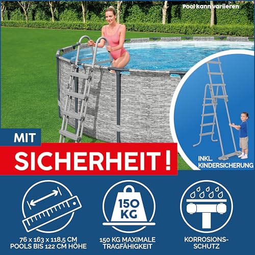 Bestway Power Steel Frame Pool Komplett-Set mit Filterpumpe 610 x 366 x 122 cm , Holz-Optik (Mooreiche), oval - 7