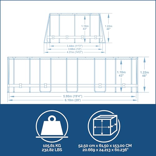 Bestway Power Steel Frame Pool Komplett-Set mit Filterpumpe 610 x 366 x 122 cm , Holz-Optik (Mooreiche), oval - 8