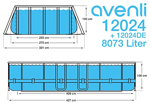 Avenli Pool 427 x 275 x 100 cm Frame Stahlrahmen Aufstellpool ohne Pumpe braune Rattanoptik Framepool Swimming oval Schwimmbecken Ersatzpool - 3