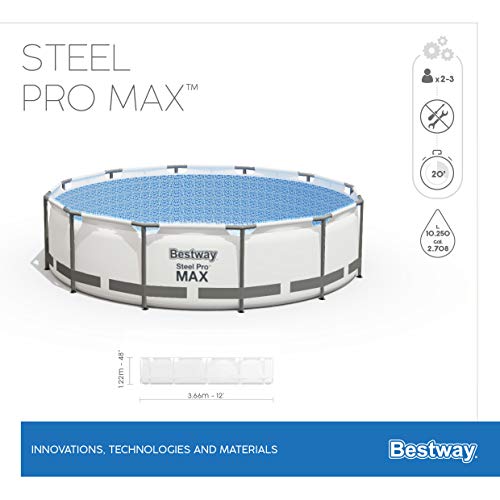 Bestway Steel Pro MAX Frame Pool Komplett-Set mit Filterpumpe Ø 366 x 122 cm, lichtgrau, rund - 14