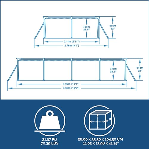 Bestway Steel Pro Frame Pool ohne Pumpe 400 x 211 x 81 cm , blau, eckig - 11