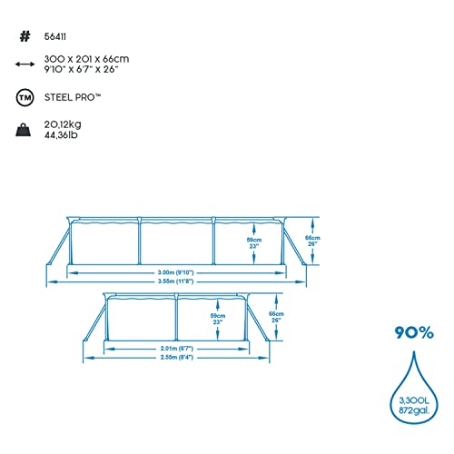 Bestway Steel Pro Frame Pool-Set mit Filterpumpe 300 x 201 x 66 cm, blau, eckig - 5