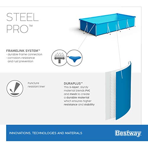 Bestway Steel Pro Frame Pool-Set mit Filterpumpe 400 x 211 x 81 cm , blau, eckig - 17