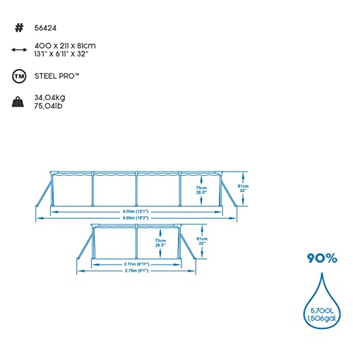 Bestway Steel Pro Frame Pool-Set mit Filterpumpe 400 x 211 x 81 cm , blau, eckig - 5