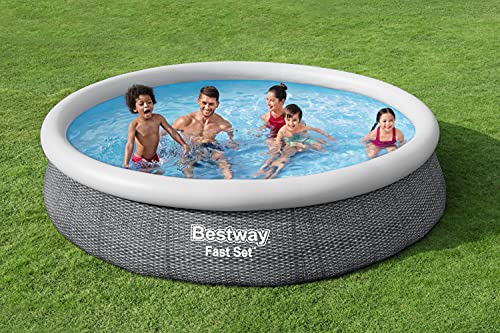 Bestway Fast Set Aufstellpool ohne Pumpe Ø 366 x 76 cm, Rattan-Optik (Schiefergrau), rund - 2