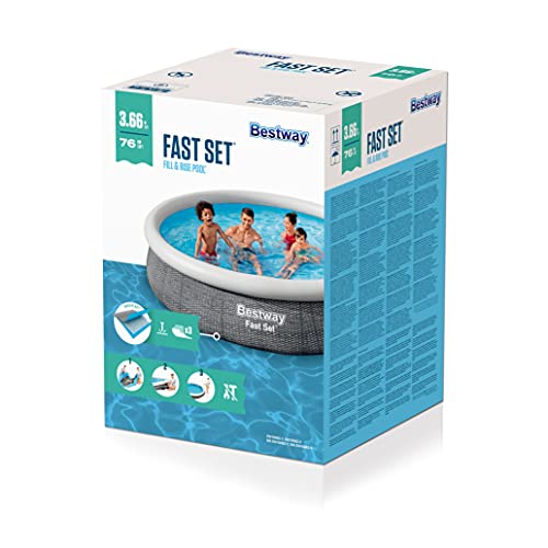 Bestway Fast Set Aufstellpool ohne Pumpe Ø 366 x 76 cm, Rattan-Optik (Schiefergrau), rund - 3