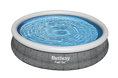 Bestway Fast Set Aufstellpool ohne Pumpe Ø 366 x 76 cm, Rattan-Optik (Schiefergrau), rund - 4