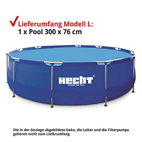 Hecht Stahlrahmen Pool Swimmingpool – 360 x 76 cm und 300 x 76 cm zur Auswahl – Familienpool rund mit Metallrahmen – XXL Outdoor, Badespaß für die ganze Familie im eigenen Garten, 4.383 Liter - 2