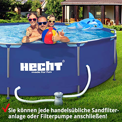 Hecht Stahlrahmen Pool Swimmingpool – 360 x 76 cm und 300 x 76 cm zur Auswahl – Familienpool rund mit Metallrahmen – XXL Outdoor, Badespaß für die ganze Familie im eigenen Garten, 4.383 Liter - 5