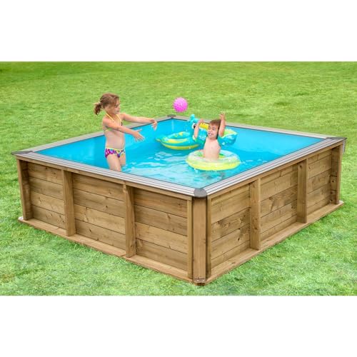 Holzpool Pistoche by BWT Procopi - Kidspool 200 x 200 x 64 cm - inkl. Sicherheitsabdeckung, Kartuschenfilteranlage, Winterabdeckung - 2