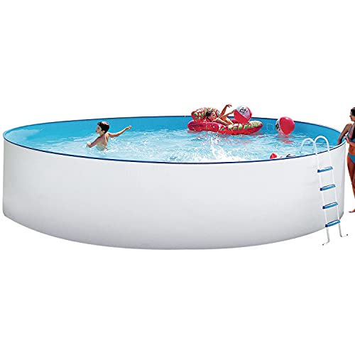 Steinbach Stahlwandpool Set Nuovo – 011111 – Ø 450 x 120 cm – Runder Pool in Weiß für bis zu 17.200 l Wasserinhalt – Mit winterfester Blauer Innenfolie und zahlreichem Zubehör - 2