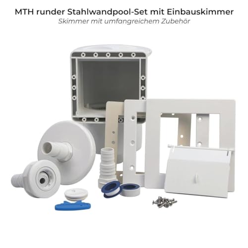 MTH runder Stahlwandpool-Set Ø 4,00 x 1,20 m, Stahlwand 0,6 mm, inkl. Bodenschienen & Handlauf, Einbauskimmer-Set, Innenhülle 0,6 mm in Blau - 6