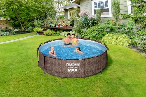 Bestway Steel Pro MAX Frame Pool-Set mit Filterpumpe Ø 366 x 100 cm, Rattan-Optik (Schokobraun), rund - 2