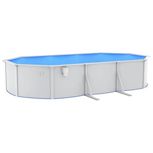 Gecheer Pool mit Stahlwand Oval Gartenpool Stahlwandbecken Stahlwandpool Planschbecken Aufstellpool Swimmingpool 610 x 360 x 120 cm (L x B x H) Mit vorgebohrtem Skimmerloch und Einlass-/Ablassloch - 4