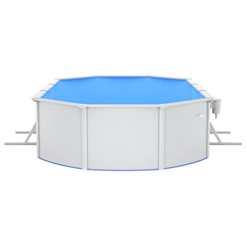 Gecheer Pool mit Stahlwand Oval Gartenpool Stahlwandbecken Stahlwandpool Planschbecken Aufstellpool Swimmingpool 610 x 360 x 120 cm (L x B x H) Mit vorgebohrtem Skimmerloch und Einlass-/Ablassloch - 6