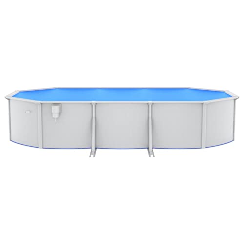 Gecheer Pool mit Stahlwand Oval Gartenpool Stahlwandbecken Stahlwandpool Planschbecken Aufstellpool Swimmingpool 610 x 360 x 120 cm (L x B x H) Mit vorgebohrtem Skimmerloch und Einlass-/Ablassloch - 7