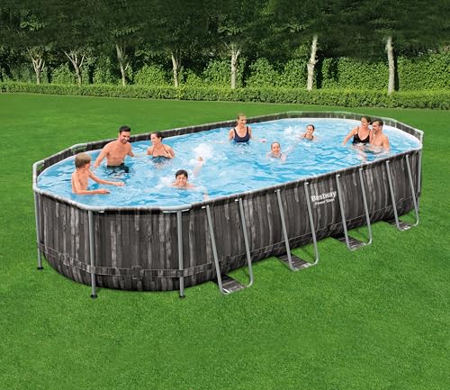 Bestway Power Steel Frame Pool Komplett-Set mit Filterpumpe 732 x 366 x 122 cm , Holz-Optik (Mooreiche), oval - 2