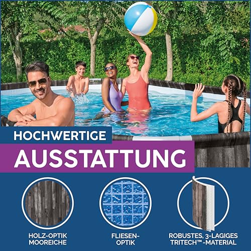 Bestway Power Steel Frame Pool Komplett-Set mit Filterpumpe 732 x 366 x 122 cm , Holz-Optik (Mooreiche), oval - 5