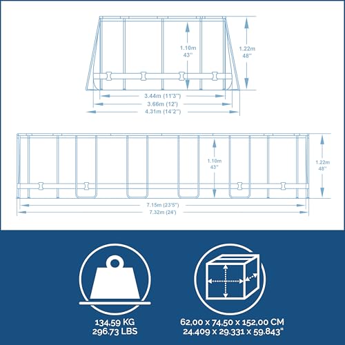 Bestway Power Steel Frame Pool Komplett-Set mit Filterpumpe 732 x 366 x 122 cm , Holz-Optik (Mooreiche), oval - 8