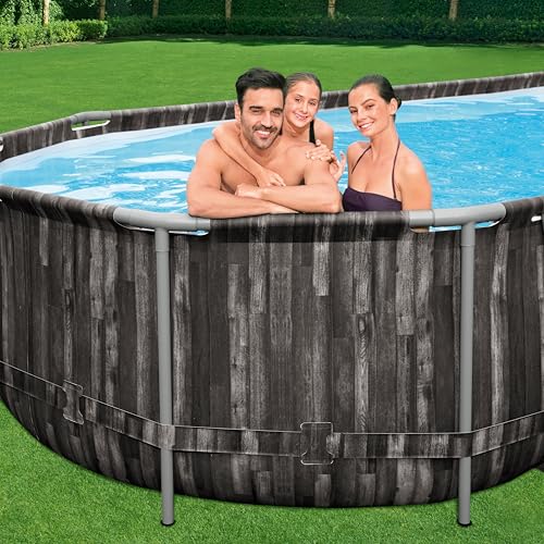 Bestway Power Steel Frame Pool Komplett-Set mit Filterpumpe 732 x 366 x 122 cm , Holz-Optik (Mooreiche), oval - 9