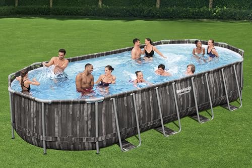 Bestway Power Steel Frame Pool Komplett-Set mit Filterpumpe 732 x 366 x 122 cm , Holz-Optik (Mooreiche), oval - 10