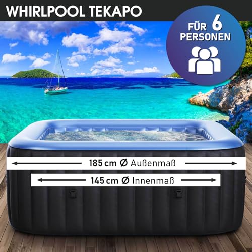 Whirlpool aufblasbar BRAST® MSpa Tekapo für 6 Personen 185x185cm In-Outdoor Pool 132 Massagedüsen Energiespar-Timer Heizung Aufblasfunktion per Knopfdruck Bubble Spa Wellness Massage - 2