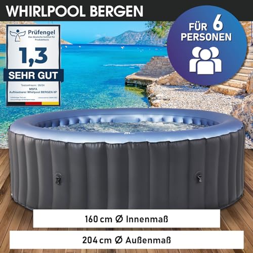 BRAST® Whirlpool aufblasbar MSpa Bergen für 4-8 Personen | viele Größen Ø180-224cm | In- Outdoor Pool | Ganzjähriger Einsatz | bis zu 144 Massagedüsen | Stromsparend inkl. Energiespar-Timer | Bergen 6 - 2