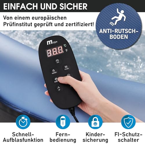 BRAST® Whirlpool aufblasbar MSpa Bergen für 4-8 Personen | viele Größen Ø180-224cm | In- Outdoor Pool | Ganzjähriger Einsatz | bis zu 144 Massagedüsen | Stromsparend inkl. Energiespar-Timer | Bergen 6 - 5